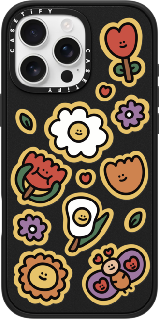 케이스티파이 CASETiFY 아이폰 16 프로 맥스 맥세이프 호환 임팩트 케이스 BLOOMING FLOWERS BY SHAO - 글리터 인디고, {Size} {Color} -  매트 블랙, 1