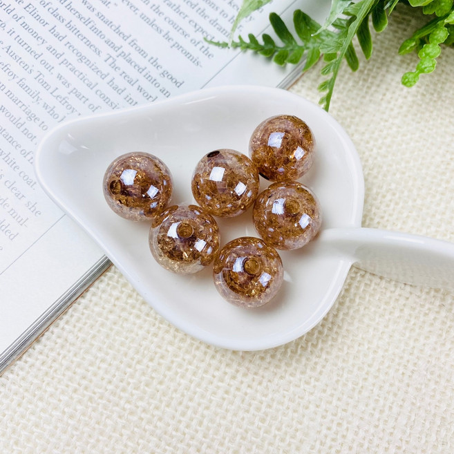 헤세드 5개) 16mm 크랙비즈 컬러구슬비즈, 브라운