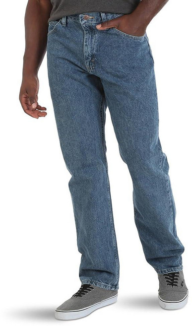 Wrangler Authentics 남성용 클래식 5포켓 편안한 핏 면 진 바지 클래식 5 포켓 릴렉스 핏 면 진 빈티지 스톤워시.