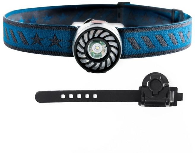 Kinyo 可拆式多功能探照頭燈 附USB充電線 + 頭帶 + 車夾 43 x 43 x 30mm 72g, 藍色 + 黑色, 1個