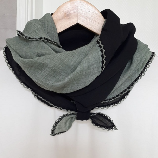 투톤 레이스 롱 스카프 간절기 여성 머플러 목도리