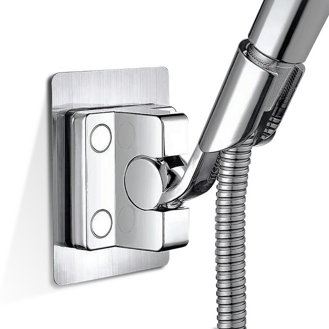 다각도 조절 초강력 접착식 샤워기 거치대, 1개, 실버
