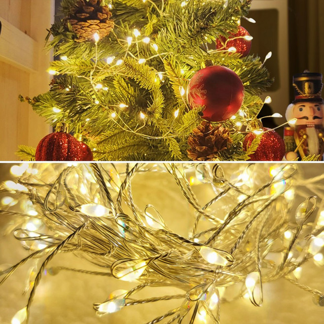 아리조명 LED 미리내 와이어 지네 전구 크리스마스 장식 줄 조명 6M 15M, 1개, 실버코팅_웜화이트, 500구 (15M)