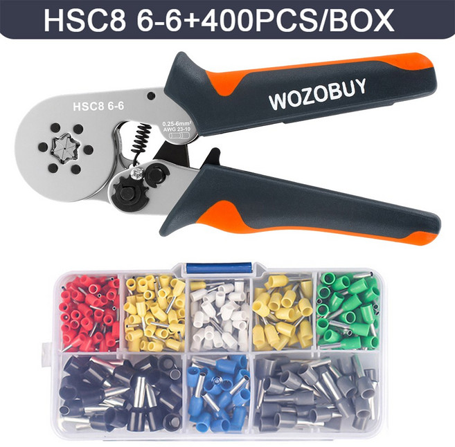 페럴 압착 도구 터미널 튜브 와이어 HSC8 엔드 6-4/6-6 플라이어 회로 전기 크림퍼 수리용, HSC8 66 400pcs