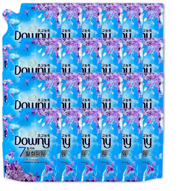 다우니 섬유유연제 레몬그라스와 라일락 미니 파우치 24개 세트 (총 4.8L), 200ml, 1개