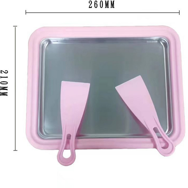 아기양 철판아이스크림 소형 가정용 요구르트볶음기 미니 아이스크림 DIY 무전기 만든 과일로, 큰 사이즈(304스테인리스), 핑크