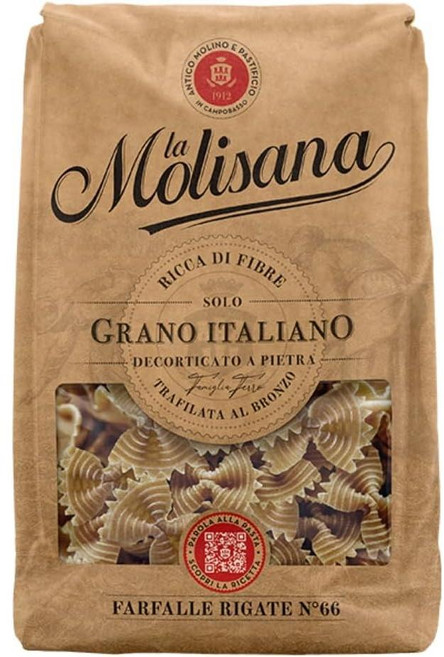 이탈리아 라 몰리사나 La Molisana Farfalle Rigate 통밀 파르팔레 리가테 n. 66 파스타, 3개, 500g