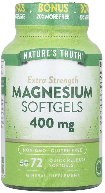 네이처스트루스 마그네슘 Magnesium 400mg 소프트젤 72정, Nature's Truth 네이처스 트루스 엑스트라 스, 1개 - 쿠팡