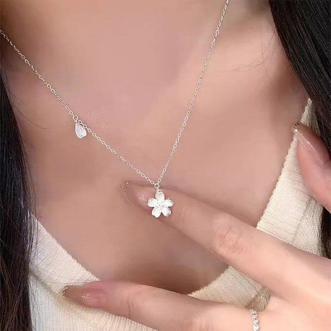 櫻花 925純銀 項鍊 女 鎖骨鏈 設計感