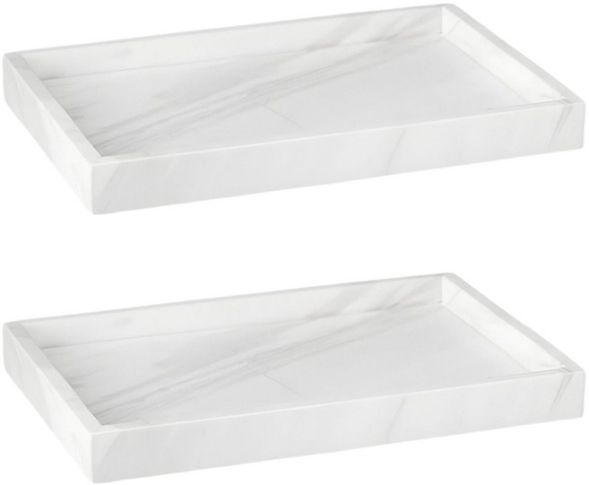 생활해랑 다용도 사각 실리콘 트레이 1+1, 마블화이트