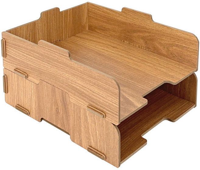 올지 우드 서류보관함 분리형 A4 문서보관함 오픈형 서류 정리대 트레이 지류 수납, 세로형, 2단, 브라운