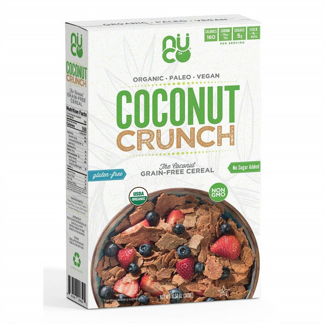 누코 비건 무설탕 코코넛 크런치 시리얼 300g 2팩 NUCO Grain and Gluten Free Coconut Crunch Cereal, 2개