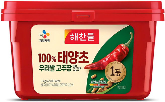 해찬들 태양초 우리쌀 고추장, 3kg, 1개