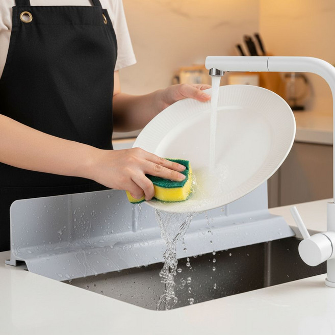 믹스프리 설거지 옷보호 실리콘 물막이, 1개, 화이트