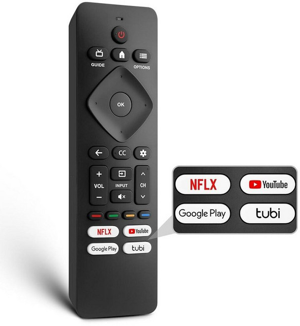 삼성-스마트 TV-리모트용 교체 음성 제어 삼성 크리스탈 UHD QLED 커브드 4K 8K 스마트 TV용 (2020/2021), for Philips TV - Black