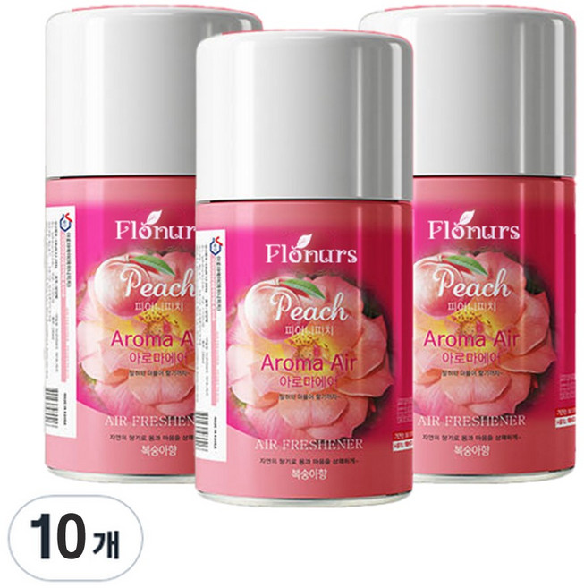 아로마에어 방향제 자동분사기 리필 캔, 280ml, 10개, 피어니피치