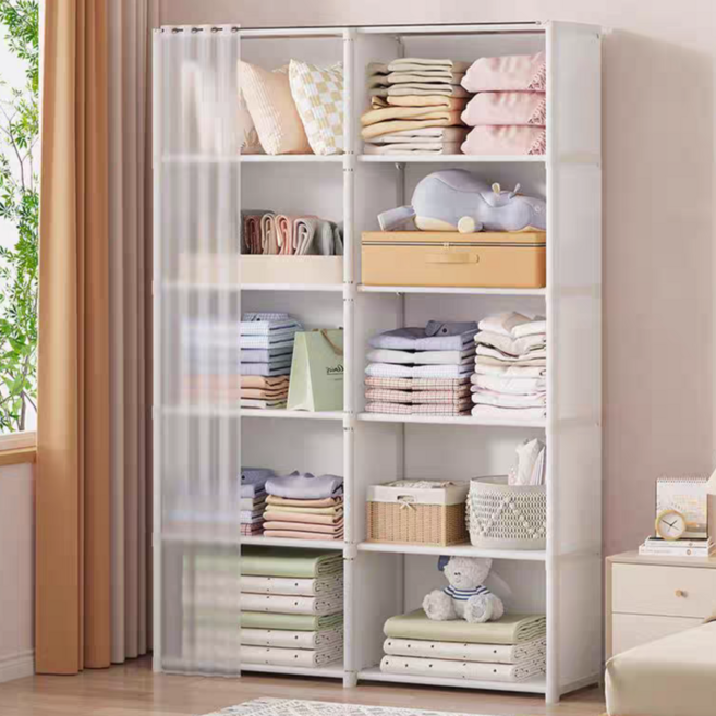 루시비아 다용도 조립식 방진 수납장 수납선반 옷장, 화이트