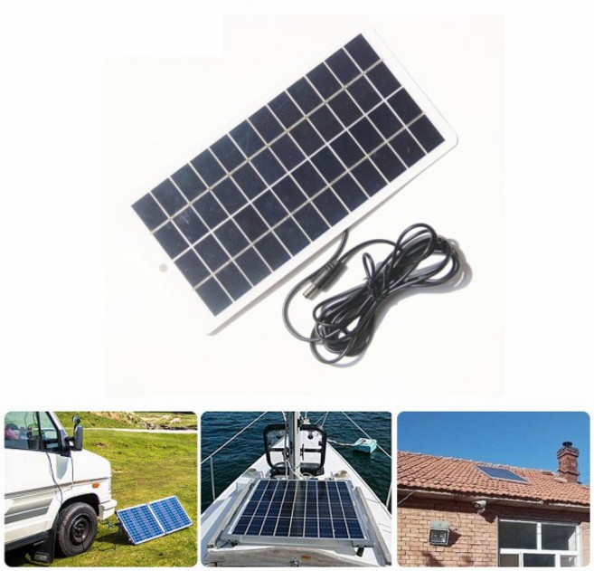 10W 미니 태양 전지 패널 12V 다결정 실리콘 태양 전지 보드 배터리 충전기 홈 야외 램프 펌프 + 3 미터, 1개, 1개입