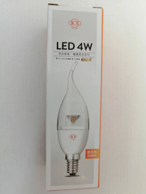 旭光 LED蠟燭燈泡 E14燈頭, 1個, 4W 拉尾/燈泡色