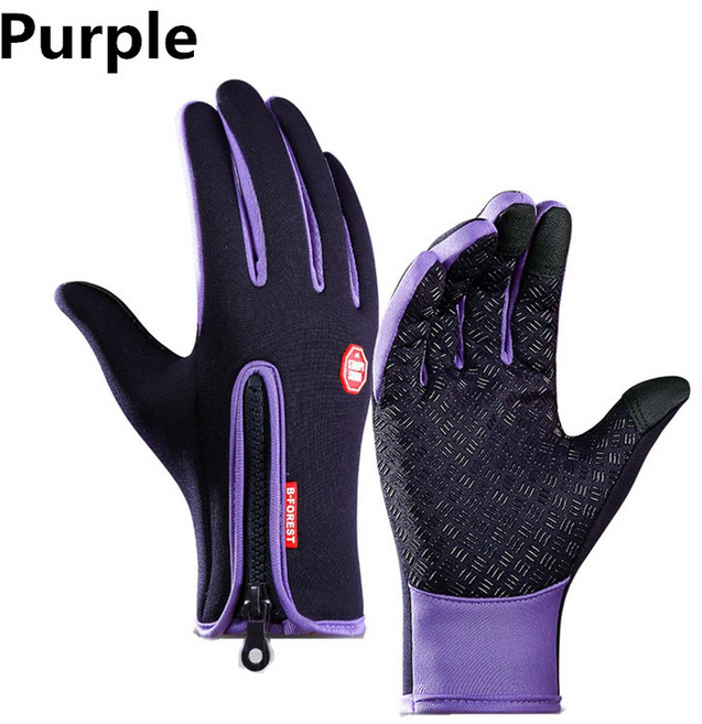 사이클링 장갑 겨울 야외 스포츠 터치 스크린 가을 남성 여성 플러스 벨벳 보온 발수 승마 방풍 장갑, l, purple, 1개