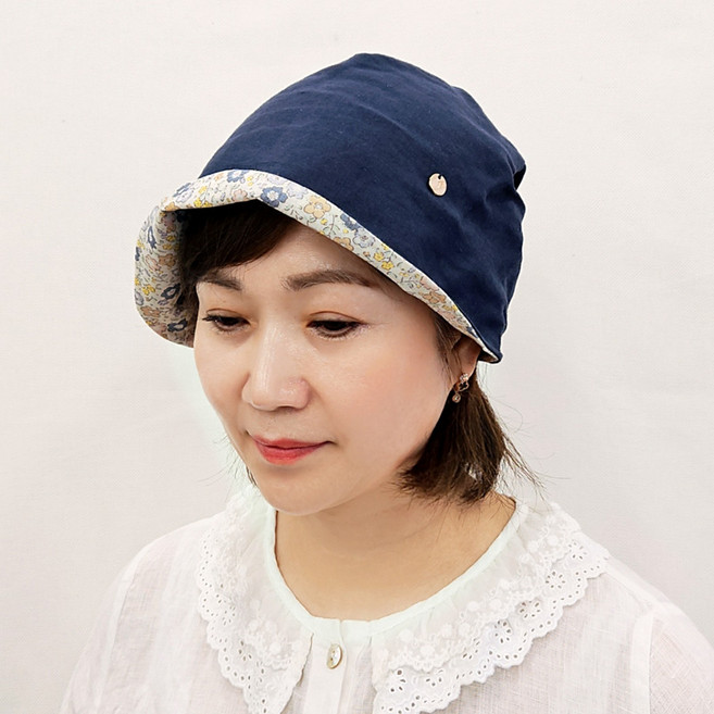 린넨 플라워 여성 두건 비니 반다나 미시 모자