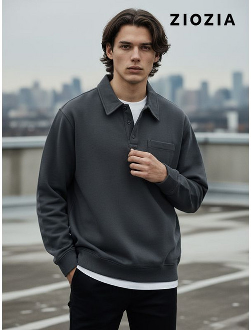 지오지아 오버핏 앞포켓 카라 티셔츠 AAD4TT1101