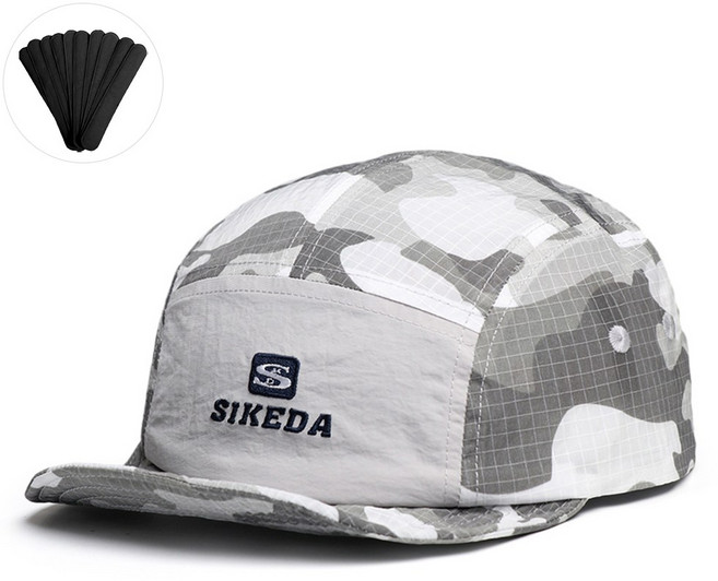 BELLEAURA 벨오라 캐주얼 립스탑 카모 숏캡 캠핑 등산 낚시 아웃도어 버클스트랩 모자 (모자 오염방지패드 지급), 라이트 그레이(RR)