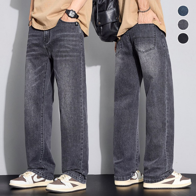 wassup 남자 청바지 바지 통바지 일자핏 슬렉스 베이직 와이드 청바지
