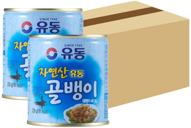 유동 자연산 골뱅이 술안주 야식 통조림 소면 무침, 230g, 24개