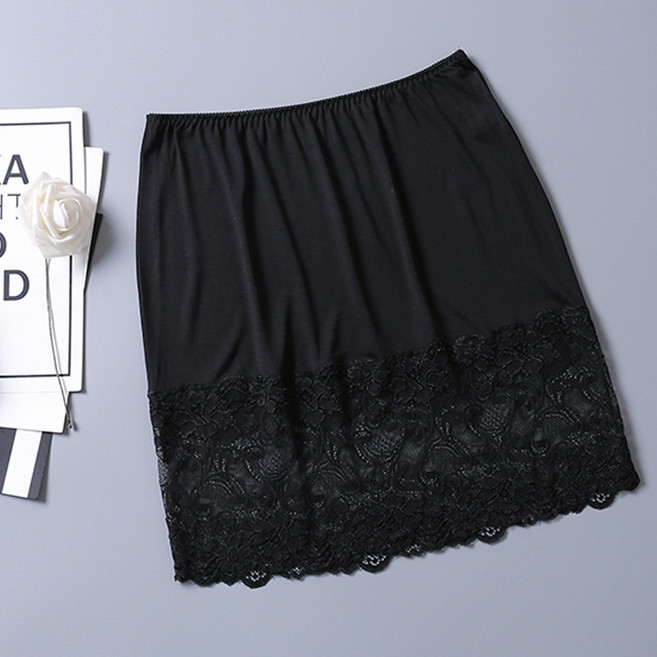 桑蠶絲蕾絲防走光半身襯裙