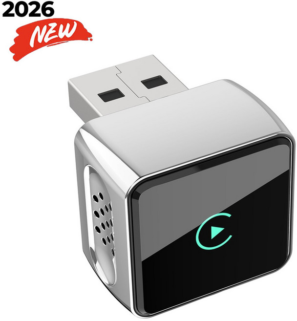 드라이비아 초소형 올인원 애플 CarPlay 안드로이드오토 네비게이션 Wi-Fi+Bluetooth 스마트 모듈 동글 유선 겔럭시 카플레이, 실버은색 검정 투톤, 카플레이 Ver 5.4