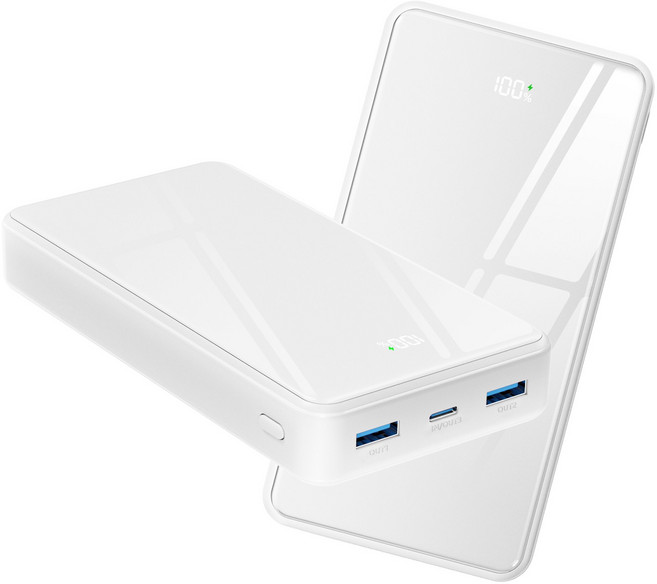 YINTO PD 22.5W QC3.0 잔량표시 대용량 고속충전 보조배터리 30000mAh, 화이트, JM5