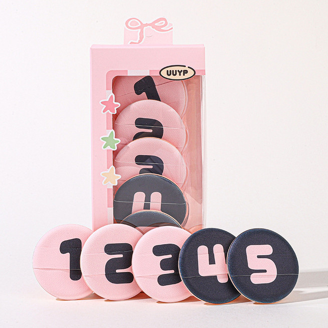 마시멜로우 질감의 부드럽고 피부 친화적인 파우더 퍼프 높은 탄력의 에어쿠션 흔적 없는 메이크업을 위한 새끼손가락 파우더 퍼프, K-K547 에어쿠션 퍼프 5개입