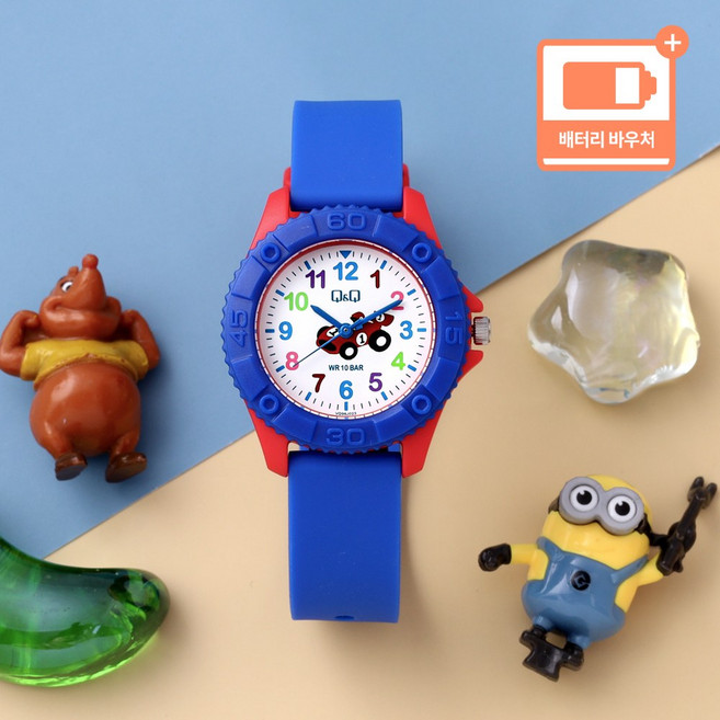 큐앤큐 블루로켓 아동 방수 우레탄시계