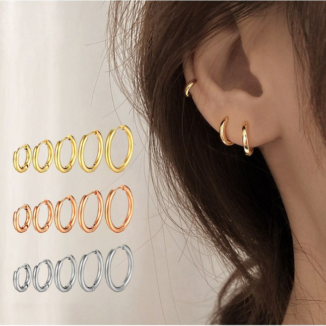 바네코쥬얼리 925실버. 데일리 심플 원터치 링 귀걸이