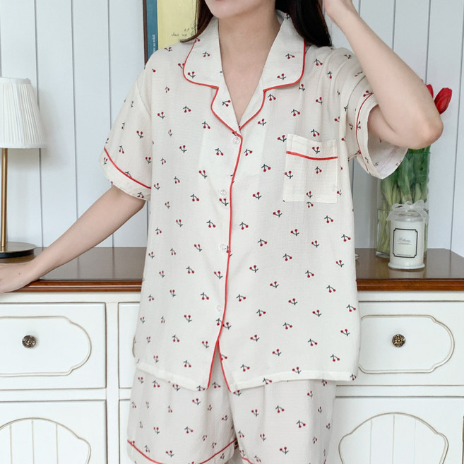 반팔 여성잠옷 여름 빅사이즈 실내복 파자마 세트