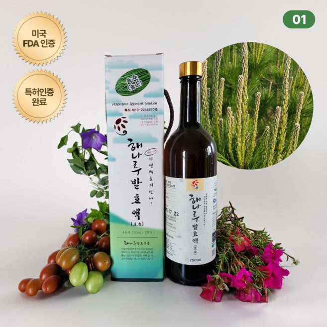 (특허상품) #솔순# 전통항아리에서 자연발효 배양하여 '면역력은 높이고 노화를 낮추는' 해나루 솔순 발효액 750ml [원산지:국산(충청남도 당진시)], 1개