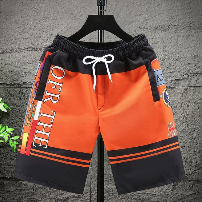 男士休閒五分褲 夏季潮流百搭, 1個, K017#桔色4XL 170-180