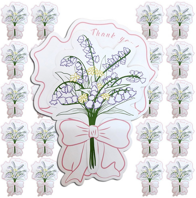 알파벳샵 예쁜 감사 편지 꽃다발 카드 엽서 세트, 1. 은방울꽃 20개입