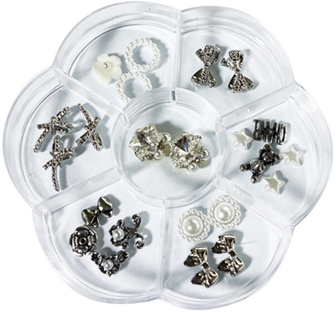 골드 메탈 젤 네일 파츠 세트 6종 메탈네일 크롬네일 젤네일파츠 빈티지네일 리본 진주, 1개, C세트