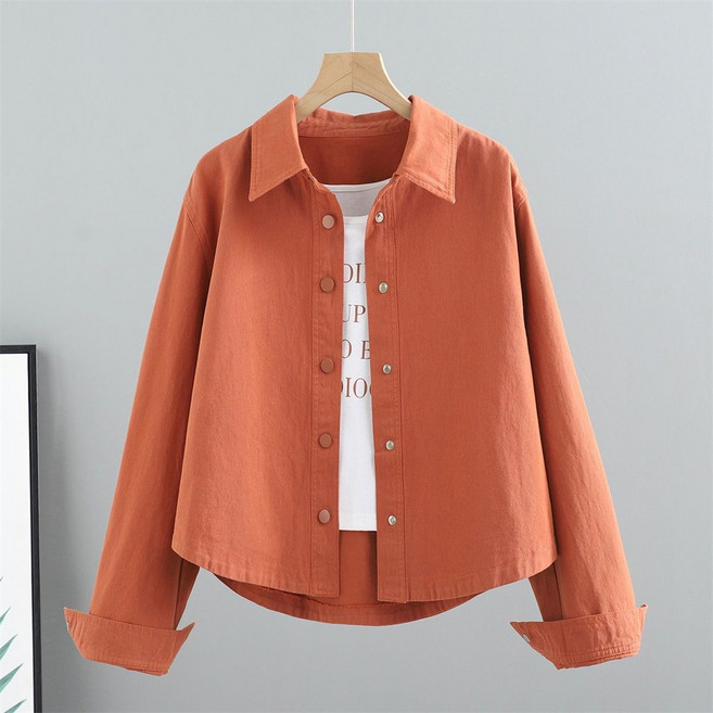 Vezri 여성 숏핏 데님 셔츠 자켓 봄 가을 고급스러운 캐주얼 오버핏 셔츠