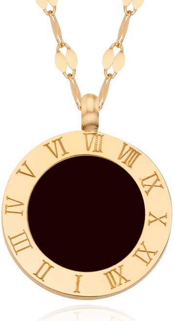 14k 목걸이줄 오닉스 자개 양면 로마자 금 체인 목걸이 펜던트 42cm 45cm