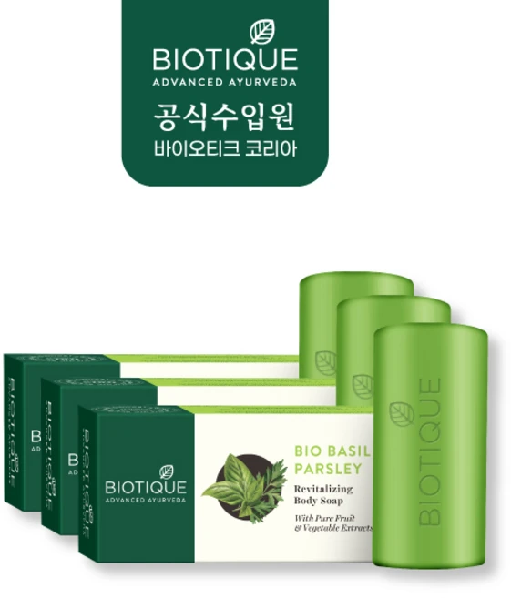 바이오티크 바질앤파슬리 비누, 150g, 3개입 - 쿠팡