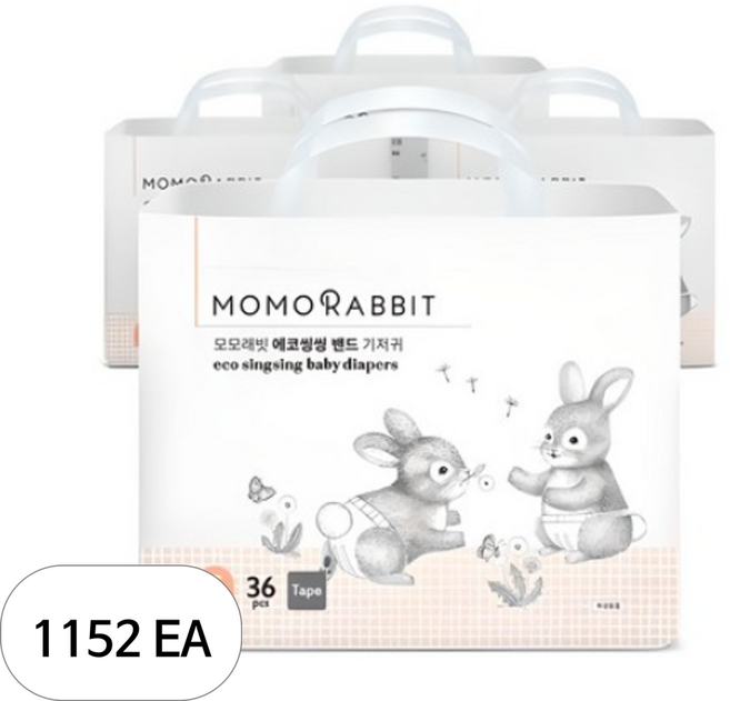 모모래빗 에코씽씽 밴드형 기저귀 아동공용, 소형(S), 1152매