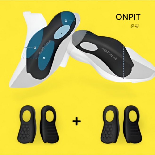 온핏/아치형 기능성 /좌우 밸런스/쿠션 지지/블랙, 2세트