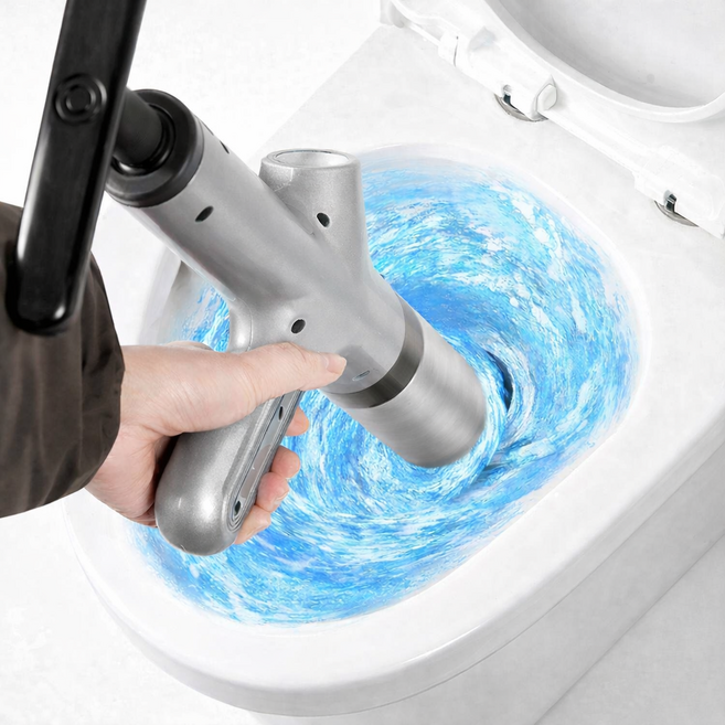 비플로 다뚫어 고압 뚫어뻥 스테인레스 내장 펌프 압축기 펌핑식 초강력 하수구 변기 화장실, 304그레이