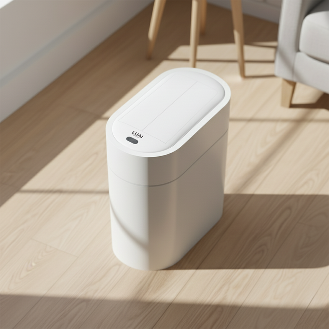 LUAI 스마트 방수 완전밀폐 모션인식 센서휴지통, 화이트