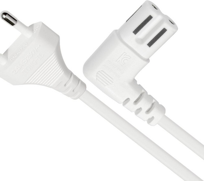 흰색 국산 AC 8자 파워케이블 ㄱ자 1.5M 220v 노트북 오디오 가전 꺾임 전원선 플러그 전기 dew+6792hC