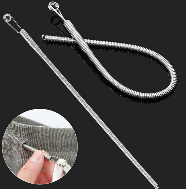 미즈코스 바지 고무줄 끼우개 츄리닝 끈 끼우기 바늘 의류 치마 밴드 셀프 수선 밴딩, 1개, 실버