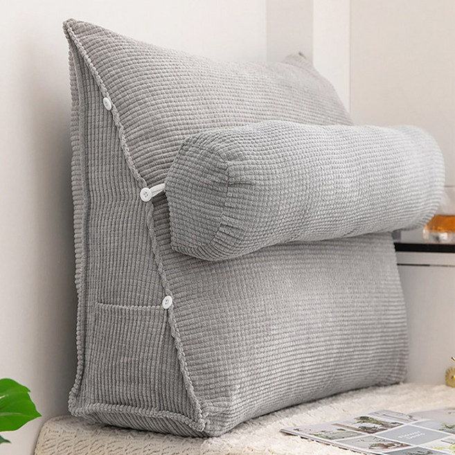 Alemon 소파 등받이 쿠션 침대 등받이쿠션 대형 침대헤드쿠션, 그레이